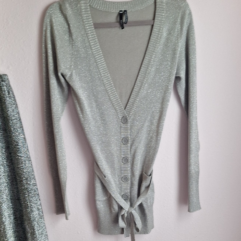 Takeout Silver Shimmer Women's Long Cardigan